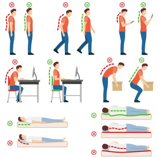 Different good and bad postures